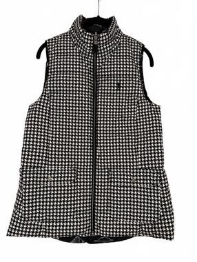 Polo Golf Ralph Lauren Reversible Down Puffer Vest Houndstooth Black White Small